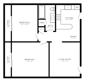 Two Bedroom Apartment in Easthampton, MA - Two Bedroom Floor plan